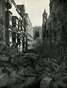 द्वितीय विश्व युद्ध, 1942 1944, एक माल्टीज़ सड़क पर बम क्षति। द्वारा अज्ञात