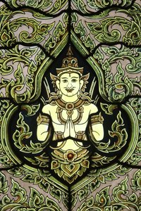 बुद्ध। रंगीन कांच की खिड़की। संगमरमर का मंदिर। वाट बेंचमाबोफिट दुसितवनराम रत्चावरविहारन। 1899. बैंकॉक। थाईलैंड द्वारा अज्ञात