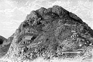 1895 के पेरू के ओलेनटायटम्बो में सेरो डी लास कारसेल्स पर इंकास की इमारतें द्वारा अज्ञात