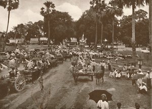 बर्मी अंतिम संस्कार। - प्रसाद के साथ कार्ट का जुलूस, 1900। द्वारा अज्ञात