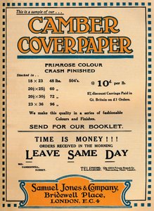 केम्बर कवरपर - सैमुअल जोन्स एंड कंपनी विज्ञापन, 1919 द्वारा अज्ञात