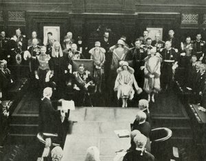 कैनबरा, ऑस्ट्रेलिया। 9 मई, 1927, 1937 को पहली बार महामहिम संसद का उद्घाटन करते हुए। द्वारा अज्ञात