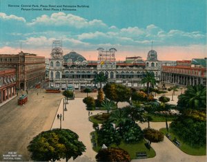 सेंट्रल पार्क, प्लाजा होटल और पोलितेमा बिल्डिंग, हवाना, क्यूबा, c1920 द्वारा अज्ञात