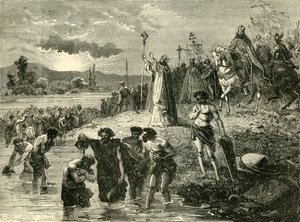 शारलेमेन वैक्सर, 782AD में बपतिस्मा लेने के लिए सैक्सन्स का कारण। 1890। द्वारा अज्ञात
