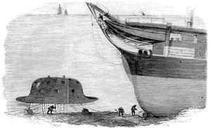 चार्ल्स बब्बेज ने डाइविंग बेल के लिए डिजाइन का प्रस्ताव दिया, 1855 द्वारा अज्ञात
