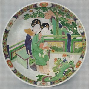 चीनी पोर्सिलेन डिश, फैमिल वर्टे। KAng Hsi की अवधि, 1662-1722, 1928 द्वारा अज्ञात