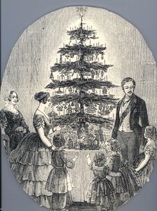 1848 में रानी विक्टोरिया, प्रिंस अल्बर्ट, उनके बच्चों और क्वीन विक्टोरियास मदर के साथ क्रिसमस द्वारा अज्ञात