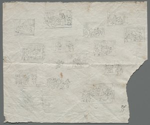 राफेल और अन्य कलाकारों रेक्टो, सी के बाद कंकाल स्केच। 1800। द्वारा अज्ञात