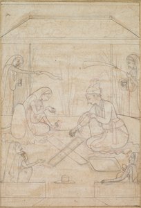 युगल छत पर एक छत पर खेल रहा है, सी। 1790-1800। द्वारा अज्ञात