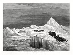 वेलिंगटन चैनल के प्रमुख, 1877 में एक भारी आइस-पैक को पार करना द्वारा अज्ञात