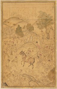 घुड़सवार आकृति के साथ भीड़ का दृश्य, 16वीं सदी द्वारा अज्ञात