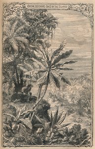 Crusoe द्वीप पर बकरियों को हटा देता है, c1870 द्वारा अज्ञात
