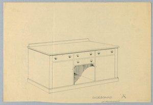 महोगनी के साइडबोर्ड ए के लिए डिजाइन, 1900-05 द्वारा अज्ञात