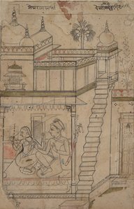 देस्वरारी रागिनी: 18वीं शताब्दी की शुरुआत में एक रागमाला श्रृंखला गारलैंड ऑफ़ म्यूज़िकल मोड्स से फोलियो। द्वारा अज्ञात