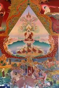बुद्धपदीपा मंदिर, विंबलडन, ग्रांडे-ब्रेटगेन के उपोस्थ (तीर्थ हॉल) में एक भित्ति चित्र का विवरण द्वारा अज्ञात