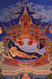 बुद्धपदीपा मंदिर, विंबलडन, ग्रांडे-ब्रेटगेन के उपोस्थ (तीर्थ हॉल) में एक भित्ति चित्र का विवरण द्वारा अज्ञात