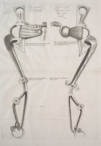 घोड़े के बिट के लिए आरेख, 1700s। द्वारा अज्ञात