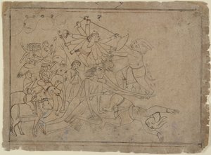 Durga, Kali, and the Matrikas Battle the Demon Raktabija: Scene from the Devi Mahatmya , ca. 1780.  द्वारा अज्ञात