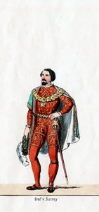 अर्ल ऑफ सरे, शेक्सपियर प्ले के लिए पोशाक डिजाइन, हेनरी VIII, 19 वीं शताब्दी द्वारा अज्ञात