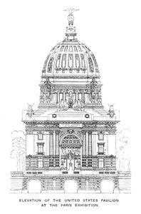 पेरिस प्रदर्शनी में यूनाइटेड स्टेट्स पवेलियन की ऊंचाई, 1900 द्वारा अज्ञात