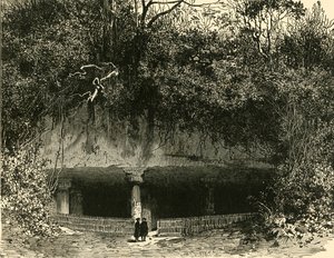 एलीफेंटा बॉम्बे प्रेसीडेंसी में गुफा का प्रवेश, 1890। द्वारा अज्ञात
