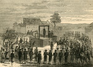 टाइबर्न में लॉर्ड फेरर्स का निष्पादन, 1760, c1876। द्वारा अज्ञात