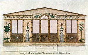 लैंग्लोइस अपोथैरेसी शॉप, पेरिस, फ्रांस, 1928 की मुखौटा पेंटिंग। द्वारा अज्ञात