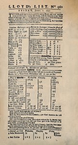 लॉयड्स लिस्ट की सबसे पुरानी चरम प्रति की प्रतिकृति, c1740s, 1928 द्वारा अज्ञात