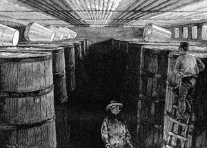 एक अमेरिकी शराब की भठ्ठी में किण्वन तहखाने, 1885 द्वारा अज्ञात