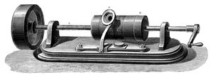 एडिसन फोनोग्राफ का पहला मॉडल c1877 c1880। द्वारा अज्ञात