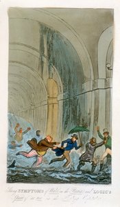 टेम्स टनल की खुदाई के दौरान बाढ़, लंदन, 1828 द्वारा अज्ञात