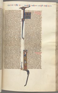 FOL। 199r, एस्तेर, ऐतिहासिक प्रारंभिक, दो बैठा पुरुष आंकड़े, सी। 1275-1300। द्वारा अज्ञात