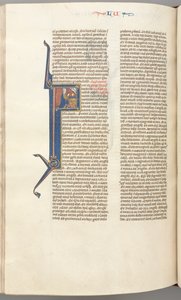 FOL। 412v, ल्यूक, ऐतिहासिक प्रारंभिक एफ, ल्यूक एक वेदी पर प्रार्थना, ऊपर भगवान का पर्दाफाश, सी। 1275-1300। द्वारा अज्ञात