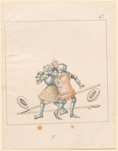 फ़्रीडल, द बुक ऑफ़ जॉस्ट्स एंड टूर्नामेंट ऑफ़ एम्परर मैक्सिमिलियन I: कॉम्बैट्स...प्लेट 152, c1515। द्वारा अज्ञात