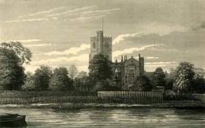 टेम्स से फुलहम चर्च, c1878। द्वारा अज्ञात
