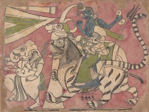 गणेश, शिव और दुर्गा जुलूस में, 18 वीं शताब्दी। द्वारा अज्ञात