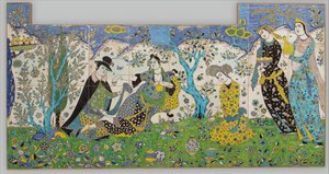 गार्डन गैदरिंग, ईरान, 1640-50। द्वारा अज्ञात