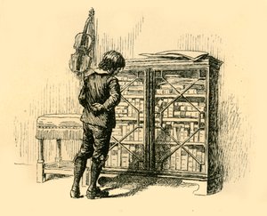 अलमारी के जाली दरवाजे के माध्यम से अपने कवर पर, 1907। द्वारा अज्ञात