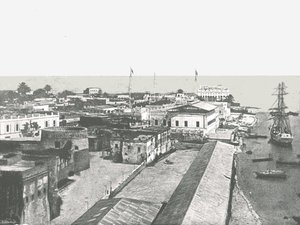राजधानी का सामान्य दृश्य, ज़ांज़ीबार, 1895। द्वारा अज्ञात