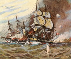 5 अप्रैल 1849, 1936 ईकेर्नफोरडे में समुद्र तट से जर्मन बैटरी का हमला। द्वारा अज्ञात