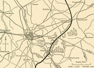 Ypres, फ़्लैंडर्स, प्रथम विश्व युद्ध, 1915, c1920 के पास जर्मन स्थिति। द्वारा अज्ञात