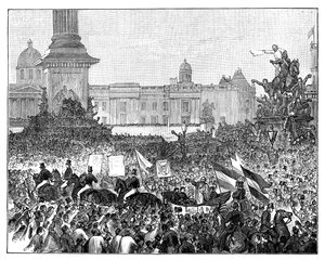1864 में लंदन के ट्राफलगर स्क्वायर में ग्यूसेप गैरीबाल्डिस का स्वागत द्वारा अज्ञात