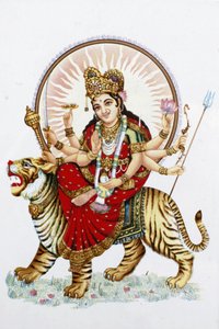 शेरावाली देवी (दुर्गा) बाघ की सवारी करती हैं ऋषिकेश India द्वारा अज्ञात