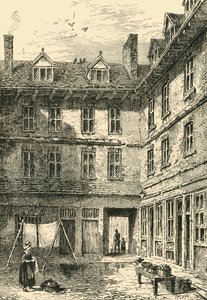 गोल्डस्मिथ्स हाउस, ग्रीन आर्बर कोर्ट, लगभग 1800, सी 1872। द्वारा अज्ञात