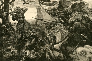 हेस्टिंग्स एट हेस्टिंग्स की लड़ाई, 1066, 1890। द्वारा अज्ञात