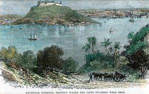 हवाना हार्बर, जहां पचास हमलावरों को गोली मार दी गई थी, क्यूबा C1880 दिखा रहा था द्वारा अज्ञात