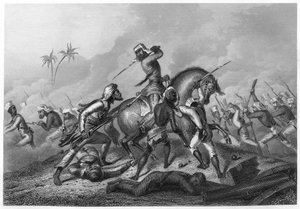 हैवलॉक स्तंभ, Cawnpoor, 1857, c1860 के पहले उत्परिवर्ती लोगों पर हमला करता है द्वारा अज्ञात