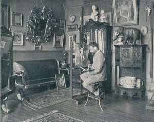 हेनरी गर्वक्स अपने स्टूडियो में, c1897 द्वारा अज्ञात