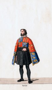 हेराल्ड, कॉस्ट्यूम डिज़ाइन फॉर शेक्सपियर प्ले, हेनरी VIII, 19 वीं सदी द्वारा अज्ञात