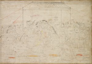 हिंदू भगवान कृष्ण वसंत महोत्सव होली के लिए महिला कपड़े पहने, सी। 1790। द्वारा अज्ञात
